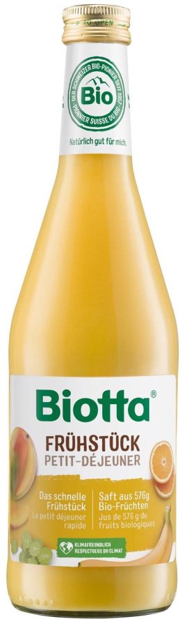 BIOTTA Frühstück Bio Karton 6 x 0.5 l Flasche Glas Einweg 50cl x6